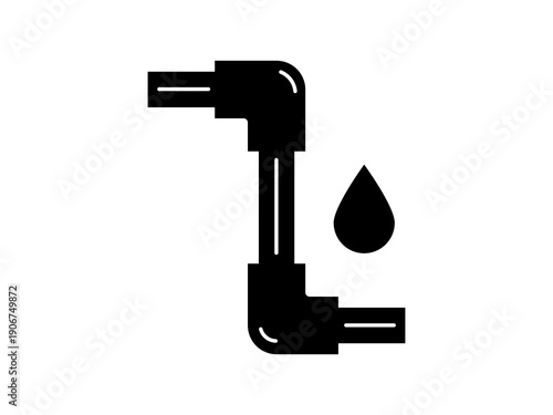 Black water pipe icon in a simple flat silhouette style	