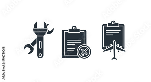 Vector illustration of maintenance icons, tools and checklist