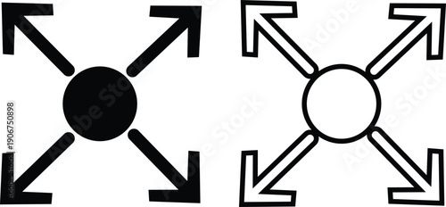 Arrow icon set in flat and line style, direction pointer symbol collection and group, black monochrome vector illustration isolated on transparent background for web and app interface