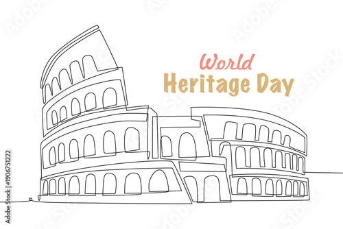 The Colosseum. World heritage day concept one-line drawing