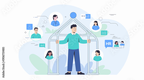 manager supporting and retaining employees under a structured framework, employee retention and human resources strategy concept