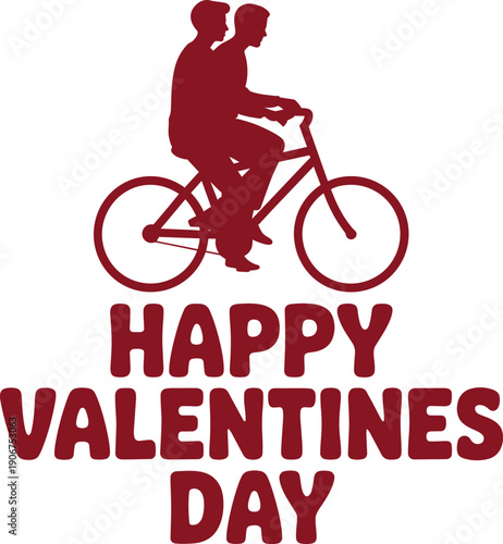 Happy valentines day couple riding bicycle together silhouette romantic celebration love concept adventure