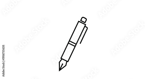 Simple line drawing of a fountain pen isolated against a white background