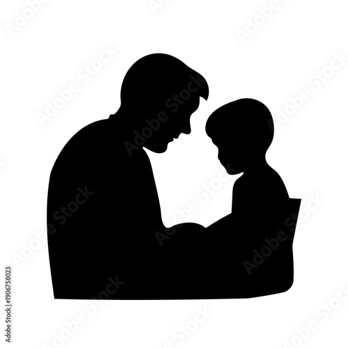 A silhouette of a parent and child, depicting love and care