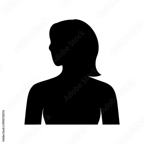 Silhouette of a woman with bob hairstyle facing left in black color