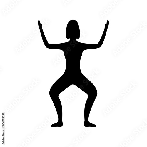 Silhouette of a woman in a squatting position with arms raised