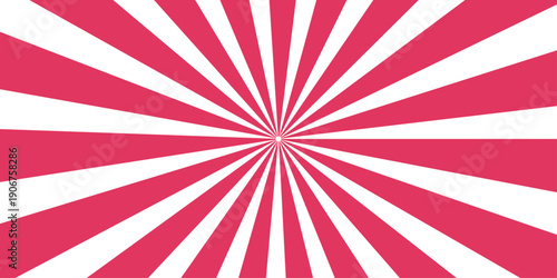 A vintage red sunburst illustration with grunge texture and retro rays serves as a bold design backdrop