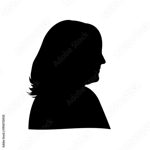 Silhouette of woman with shoulder length hair facing right side view