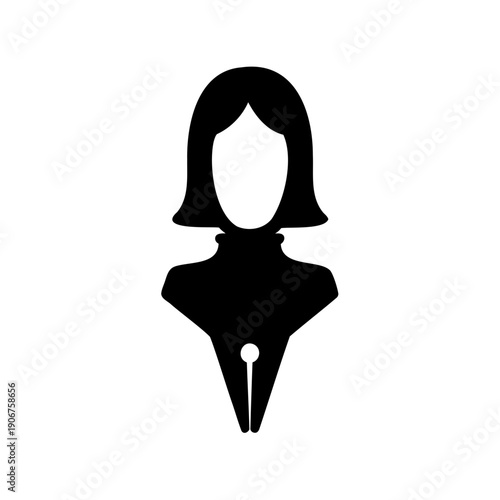 Silhouette of a woman combined with a pen nib symbolizes writing creativity