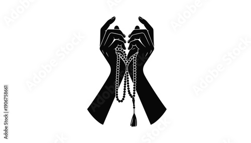 Minimalist Vector Illustration of Muslim Men and Women Praying: A Powerful Depiction of Islamic Faith, Peace, and Spirituality