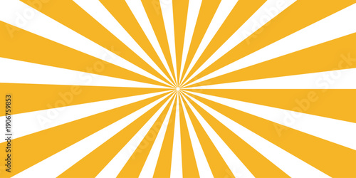 A bright orange sunburst vector pattern with retro rays design creates a hot and sunny abstract wallpaper illustration