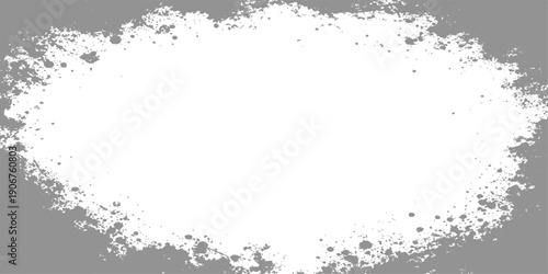 A vintage grunge floral border design featuring dark ink splashes and paint splatters on a dirty textured background with black liquid stains and abstract vector art drops