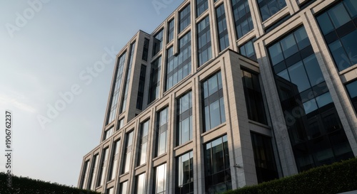 Modern Office Building Facade Glass Windows Sunlight