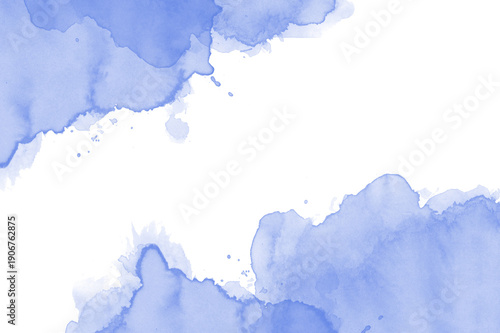 Watercolor blue and azure splash, fluid style, ideal for baby shower, sea themes or design, isolated on transparent png background