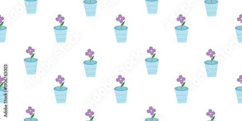 Seamless flower pot spring pattern vector