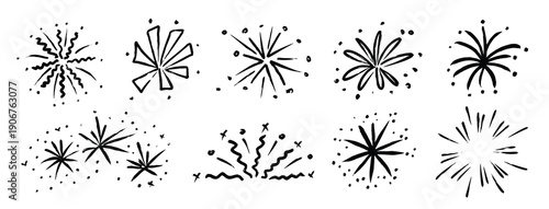 Εκτύπωση καμβά hand drawn firework set crayon doodled firecracker element