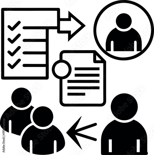 Workflow Process and User Management Checklist Vector Icon on white background