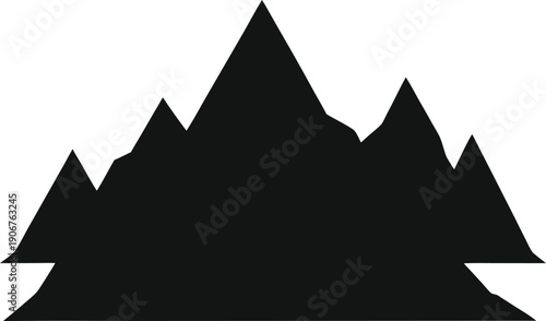 Black mountain range silhouette vector,Simple black mountain range silhouette against a stark Symbol
