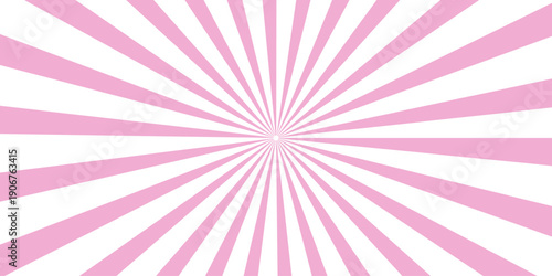 A retro vector illustration featuring a vibrant pink and purple radial sunburst pattern with abstract rays and a glowing light texture for a vintage wallpaper design