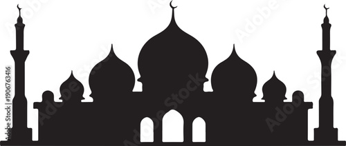Collection of mosque silhouette,islamic religious architecture and ramadan decoration Symbol