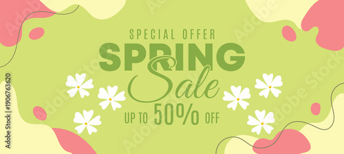 Soft Yellow Floral Spring Sale Offer Creative Banner Design