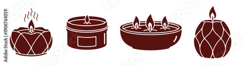 set showcasing various aromatic candle icons
