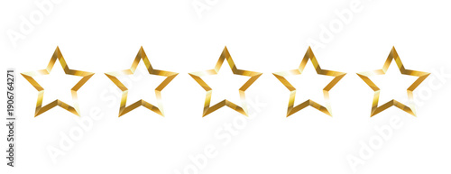 Gold Stars rating icon set, five star rating. 