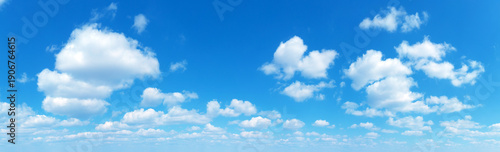 Panorama Blue sky and white clouds. Bfluffy cloud in the blue sky background