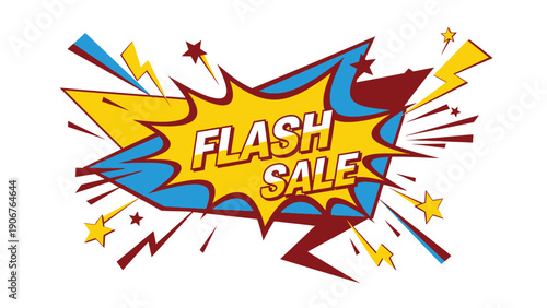 Colorful Flash Sale graphic with bold text and dynamic design elements on a white background.