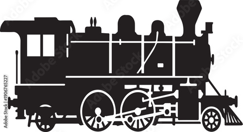 Vintage Steam Train Locomotive Silhouettes for Retro Railway and Heritage Travel Design