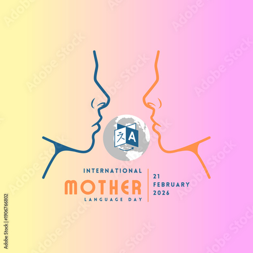 International Mother Language Day. 21st February Language Day post shows diverse group of people representing different cultures along with greetings in various languages like Hello, Bonjour and Ciao