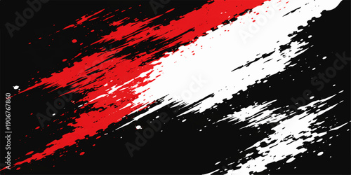 Red and black abstract grunge background vector illustration featuring a dirty paint splash and ink splatter texture design on a spray brush wall pattern