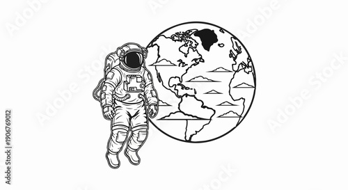 Astronaut floating in space near planet Earth