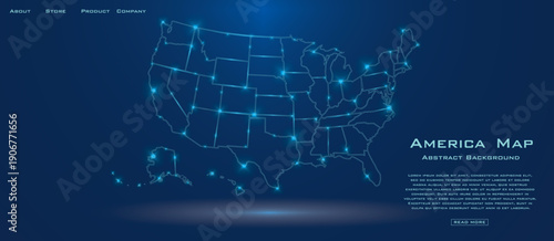 USA Map Infographic with Connected Data Nodes and Analytics