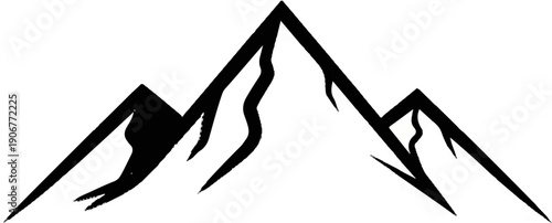 Black abstract mountain range silhouette with jagged peaks and crevices