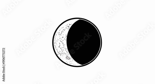 A stylized crescent moon with textured surface against a dark background