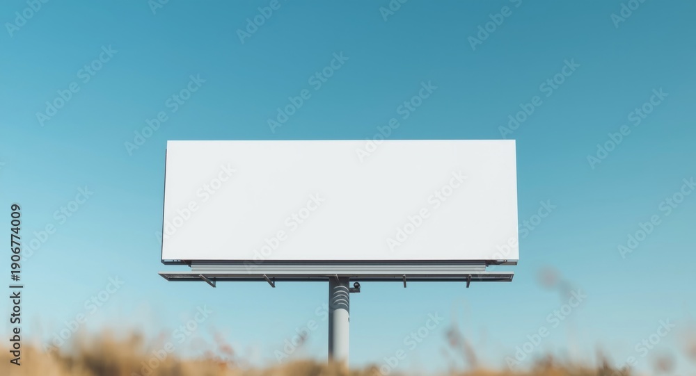 Obraz premium Empty billboard against a clear blue sky with ample copy space
