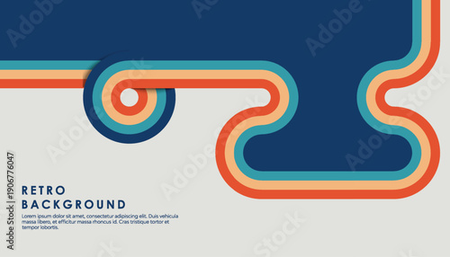 Retro vintage 70s style stripes background poster lines. shapes vector design graphic 1970s retro background. abstract stylish 70s era line frame illustration	