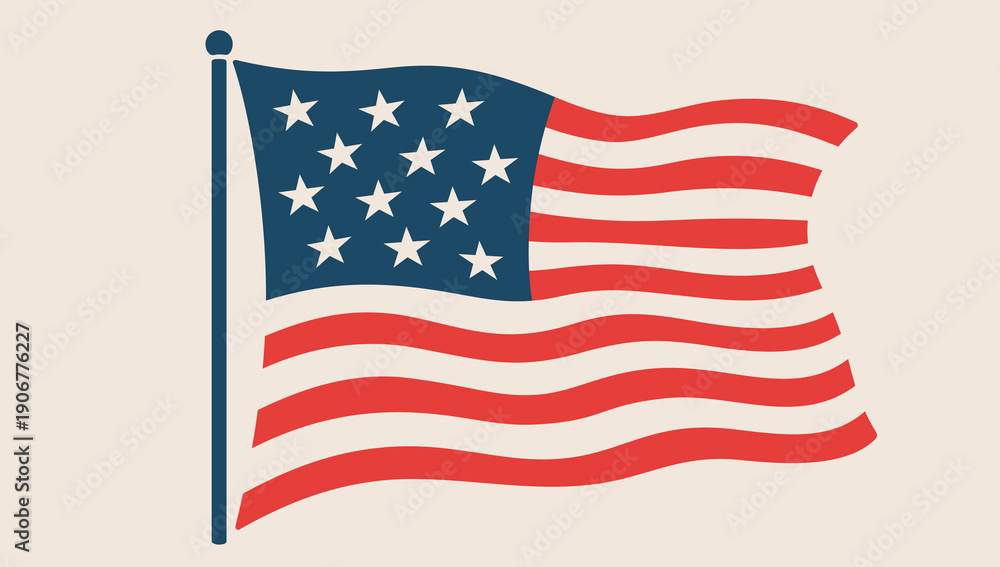 Fototapeta premium American flag and USA symbol. United States flag with stars and stripes. Patriotic American flag for USA national holidays. United States of America national USA symbol. Vector Illustration
