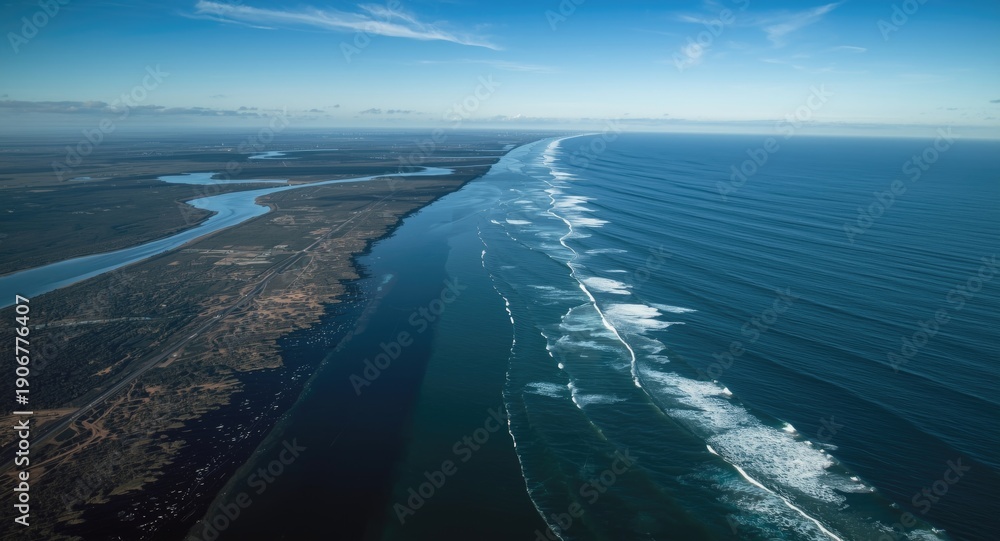 custom made wallpaper toronto digitalBirds eye overview of river flowing into the marine coastal waters