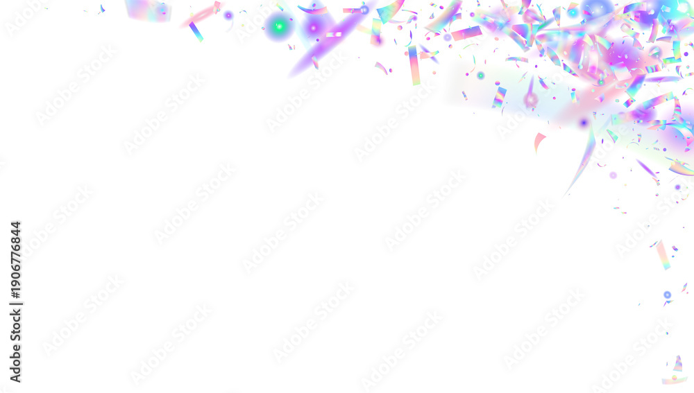Fototapeta premium Festive Effect. Unicorn Tinsel. Blue Glare Background. Isolated Banner. Happy Birthday Explosion. Digital Poster. Transparent Burst. 3d Texture. Purple Festive Effect