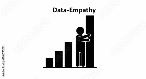 Person embracing rising data graph, symbolizing empathy with information growth