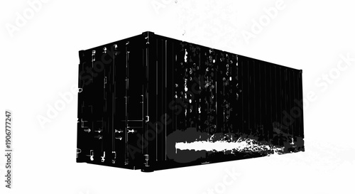 Dark shipping container isolated on a stark white background, conveying industrial transport and logistics.