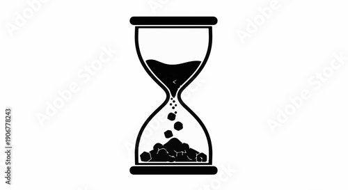 Hourglass with sand flowing, symbolizing the passage of time and urgency.