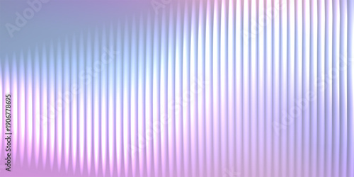 Glass prism texture background with vertical light dispersion. Refracted beams create glossy translucent effect with metallic reflections and soft highlights. Elegant realistic vector illustration