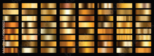 Yellow golden gradients set. Metalic gold gradients