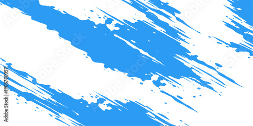 Abstract blue watercolor and grunge background featuring artistic ink splashes, paint splatters, and a textured brush pattern on a vector paper illustration