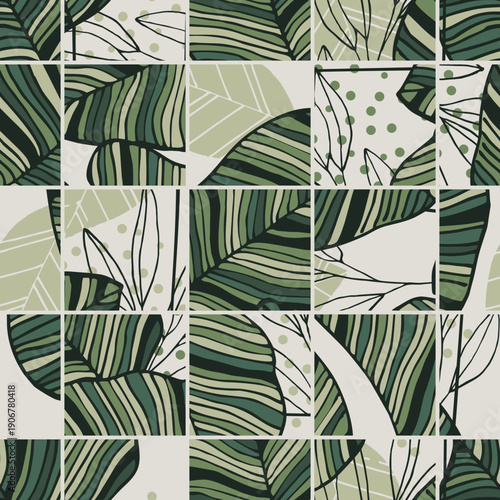 Seamless pattern with green leaves sketch. For wrapping paper. Ideal for wallpaper, surface textures, textiles.
