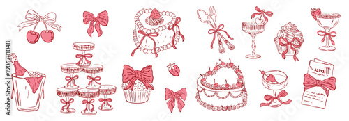 hand drawn chalk food illustrations coquette italian style