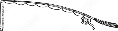 Detailed fishing pole with spinning reel isolated on white vector